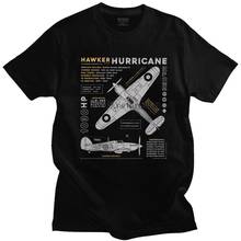 Spitfire Hawker Hurricane T Shirt Men Short Sleeved Cotton Tshirt Fighter Plane WW2 War T-shirt Pilot Aircraft Airplane Tee Top 2024 - buy cheap