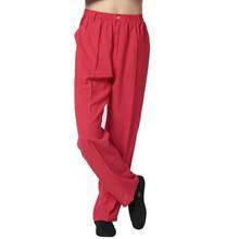 Red Chinese Traditional Men's Kung Fu Pant Traditional Cotton Linen Wu Shu Tai Chi Trousers Loose Harem Pants Мужские брюки 2024 - buy cheap