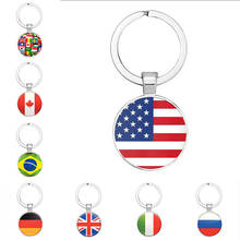 LLavero de bandera de Estados Unidos, Reino Unido, Rusia, joyería cabujón de cristal, anillo colgante de recuerdo para hombre y mujer 2024 - compra barato