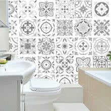 light Grey Retro Pattern Tile Stickers PVC Bathroom Kitchen Wall Sticker Home Decor TV Sofa Wall Art Mural Waterproof 2024 - buy cheap