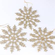 Lote de 3 unidades de adornos navideños brillantes, copos de nieve árbol de Navidad decoración colgante, 12cm 2024 - compra barato