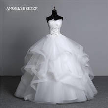Vestido de noiva angel sbridep, com babados, cristais, chega até o chão, vestido de noiva 2024 - compre barato