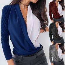 Blusa Sexy con cuello en V para mujer, camisa de manga larga para Primavera, Top, ropa para mujer 2024 - compra barato