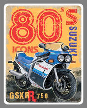 SUZUKI GSXR 750 мотоциклетный металлический настенный постер, настенный Декор для дома, офиса, бара, кафе, отеля, мужская пещера, клуба 2024 - купить недорого