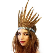 Feather Hair Band Tiara Bohemian Indian Gypsy Dance Show Headband Accessories National Style 2024 - buy cheap