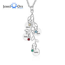 JewelOra Personalized Birthstone Family Tree Necklace Women Customized Name Engraved Pendant Necklaces Christmas Gift for Mother 2024 - buy cheap