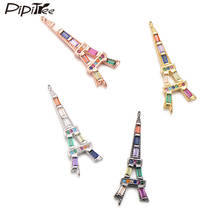 Pipitree Fashion Eiffel Tower Charms fit Bracelet Necklace DIY Princess Cut Cubic Zirconia Charms Jewelry Connector Findings 2024 - buy cheap