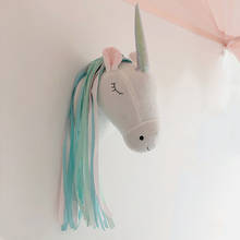 Nursery Plush Unicorn Head Wall Decor Animal Statues Sculptures for Children Room Wall Hanging Decor Birthday Party Christmas 2024 - buy cheap