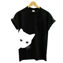 Cute Cat Print T Shirt Korean Style Harajuku Short Sleeve O-neck Casual Graphic Woman T-shirt 2024 - купить недорого