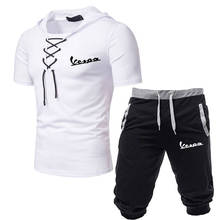 New Summer Vespa Sportswear mens Sets Short sleeve T-shirts+ jogger shorts Fashion Men Casual Sets Shorts+T-shirts 2 pieces 2024 - buy cheap