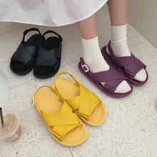 Cross Strap Rome Shoes Women Summer Sandals Flats 2021 New White Shoes Casual Female Plastic Sandals for Holiday Beach Shoes 2024 - buy cheap