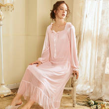 Autumn New Sexy Night Dress Women's Long-Sleeved Dress Princess Pijamas Viscose Fiber Nightdress 2024 - buy cheap