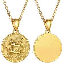 2019 Hot Sale Gemini Pendant Necklace Gold Color 12 Horoscope Zodiac Sign Choker Necklace For Women Men Jewelry Naszyjnik Colar 2024 - buy cheap