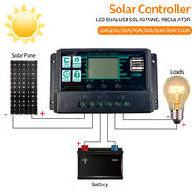 MPPT PWM USB Solar Charge Controller 12V 24V Solar Battery Panel Regulator 2 Port LCD Display 10A 20A 30A 40A 50A 60A 80A 100A 2024 - buy cheap