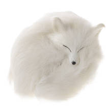 Ornamento interior de animal fofo realista dormir pele real peludo branco 2024 - compre barato