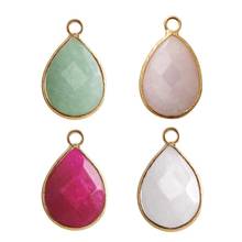 Teardrop Natural Stone Pendant Unique Geometric Pear Minimal Facted Stone Necklace with Gold Chain 2024 - buy cheap