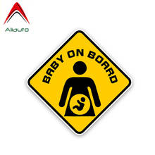 Aliauto Caution Car Sticker Warning Baby on Board Pregnant Woman Accessories PVC Reflective Decal for Nissan Suzuki VW,14cm*14cm 2024 - buy cheap