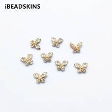 ¡Nueva llegada! Conectores de circonia cúbica con forma de mariposa para piezas de pendientes, accesorios para pendientes hechos a mano, joyería DIY, 10x12mm, 50 Uds. 2024 - compra barato