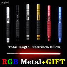 pqbd Lightsaber RGB Metal Handle Heavy Dueling Color Change Volume Adjustment Force Soundfons FOC Blaster LED Light Cosplay Gift 2024 - buy cheap