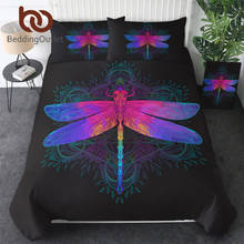 BeddingOutlet Dragonfly Mandala Bedding Set Insect Print Duvet Cover Set Purple Pink Bedclothes Colorful Home Textiles Drop Ship 2024 - buy cheap