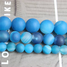 Linxiang-Cuentas sueltas de rayas azul oscuro para hacer pulseras, collares, pendientes, accesorios para hacer amuletos, joyería de moda 2024 - compra barato