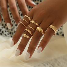Anéis geométricos torcidos irregular, junta dourada, articulações simples femininas, conjunto de jóias de festa de casamento, 9 2024 - compre barato
