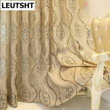 Cortinas de tule bordado de luxo estilo europeu, cores douradas, jacquard, painel puro para sala de estar, quarto, cortinas de janela de cozinha 2024 - compre barato