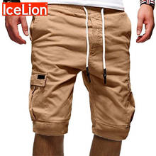 Icelion-pantalones cortos de Fitness para hombre, ropa informal de algodón, con cordón elástico y bolsillos, secado rápido, verano, 2021 2024 - compra barato