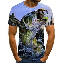 Novo verão 3d impresso peixe padrão masculino e feminino casual t-camisa da moda tendência juventude legal camiseta masculina hip hop manga curta 2024 - compre barato