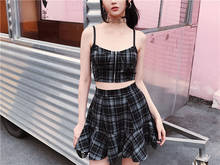 Gothic Summer Harajuku Women Fashion Skirts Sexy Black Pleated Skirt Punk High Waist Female Kawaii Off Shoulder Short Skirt Suit 2024 - buy cheap