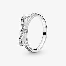 100% 925 Sterling Silver Clear CZ Rings for Women Sparkling Classic Bow Ring Silver Fashion Jewelry bague femme 2024 - buy cheap