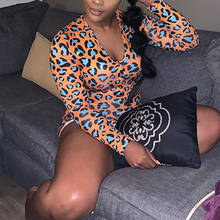 2020 New Style Women Casual Long Sleeve Shorts Rompers Leopard Print Female Jumpsuits Nightwear Party Club Outfits Onesies OMSJ 2024 - buy cheap