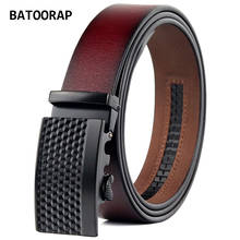 BATOORAP-Cinturón de cuero con hebilla de Metal para hombre, correa de cintura Vintage para Vaqueros, color rojo de alta calidad, 43 "-51" 2024 - compra barato