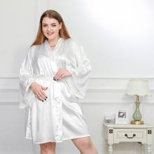 Large Size Women Satin Robe Loose Full Sleeve Kimono Lingerie Sexy V-Neck Nightdress Bride Dressing Gown Summer New Home Clothes 2024 - buy cheap