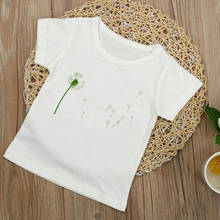 Camiseta con estampado de diente de león para niña, playera blanca informal de diseño, Tops de cuello redondo para niño 2024 - compra barato