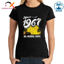 Забавная женская футболка, сделано в 1967 году, все оригинальные детали, подарок на 50-й день рождения, футболка, идеальный подарок для друга, Винтажная футболка в стиле ретро 1967 2024 - купить недорого