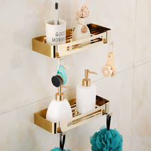 Bathroom Shelf Bath Storage Holder Wall Mounted Gold  Stainless Steel Square Bath Shower Shelf Bath Shampoo Holder Corner shelf 2024 - buy cheap