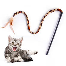 Juguete interactivo con estampado de leopardo y pluma falsa para gato, varita para entrenamiento, varita divertida 2024 - compra barato