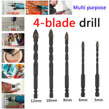 3-8Pcs tools Drill bit set granite wood Glass concrete Hole saw thread tiles Hexagons Cemented carbide four-blade cross Drilling 2024 - buy cheap