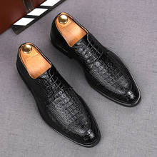 British fashion men genuine leather shoes crocodile pattern formal dress shoe party nightclub sneakers buty meskie zapatillas 2024 - buy cheap