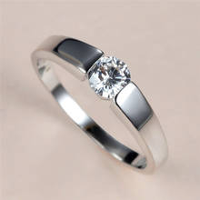 Кольца с белым цирконом и круглым камнем для женщин и мужчин, свадебные украшения, винтажные модные обручальные кольца серебристого цвета с кристаллами для мужчин и женщин 2024 - купить недорого