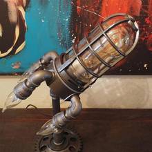 Decor Retro Starry Sky Rocket Lamp Light Bazooka Punk Style Flame Night Light Gift Metal Desktop Home Decoration LED Light Lamp