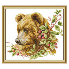 Kit de punto de cruz para decoración del hogar, kit hecho a mano de totem con patrón de oso marrón, 11 y 14ct, punto de cruz DMC 2024 - compra barato