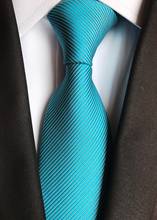 Gravata de pescoço masculina de 8cm azul-turquesa gravatas listradas 2024 - compre barato