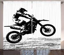 Dirt Bike Curtains Rider Participating Motocross Championship Silhouette Image Dangerous Sports Living Room Bedroom Window Drape 2024 - buy cheap