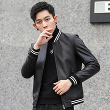 Genuine Leather Clothes Mens Short Sheepskin Baseball Uniform Fashion Leather Jacket Coat 2024 - buy cheap