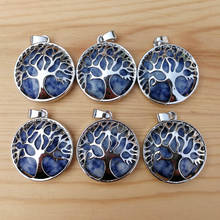 Wholesale 12pcs/lot fashion natural sodalite stone alloy tree of life Pendants for jewelry accessories marking free shipping 2024 - buy cheap