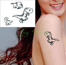 Pegatina de tatuaje temporal a prueba de agua para niños y niñas, tatuajes bonitos de dinosaurio, tatuajes falsos con flash 2024 - compra barato