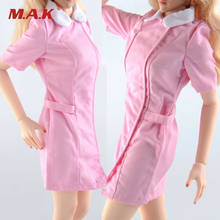 Pink nurse uniform short sleeve nurse dress skirt Fit 12" Female  TBLeague Action Figure Body 2024 - buy cheap