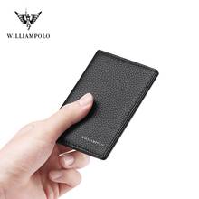 WILLIAMPOLO Genuine Leather Mini Wallets Ultra-thin mens slim Credit Card Holder Mini Multi Card Case Slots Cow Leather Wallet 2024 - buy cheap